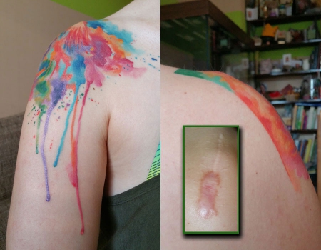 Farbenfrohes Watercolor-Tattoo
