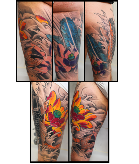 Oberschenkel Full Sleeve Koi- / Lotus Paar