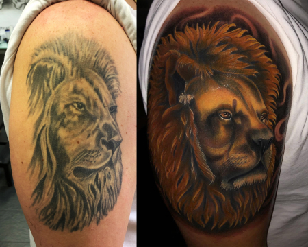 Cover Up Tattoo Lion Löwe cover up berlin