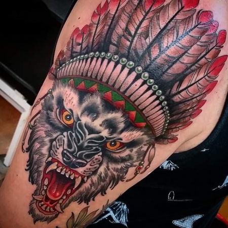 indianer-Tattoo: wolf 