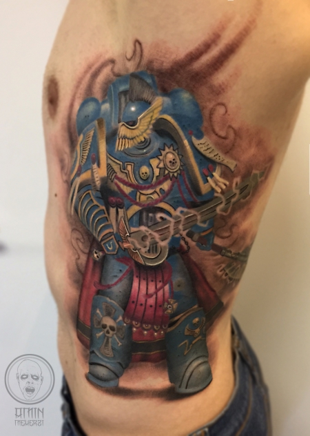 Sexy Badass Space Marine Pinup Tattoo by Steve Malley TattooNOW