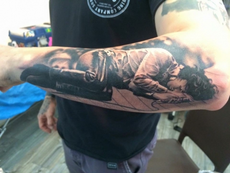 Shoulder Realistic Jim Morrison Tattoo by Steve Wimmer