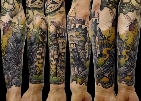 schloss-Tattoo: Full Sleeve