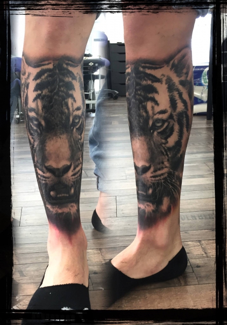 glaube liebe -Tattoo: Tiger abgeheilt