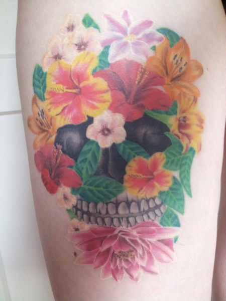 blumen-Tattoo: Flower Skull