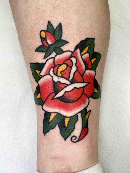 Abra Tattoo Berlin - My Best Traditional Tattoo from the last weeks - Rose Tattoo