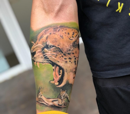 leopard-Tattoo: Neuer Teil meines Big 5 Sleeves