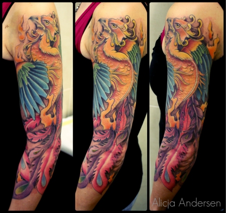 phoenix-Tattoo: Phönix Sleeve