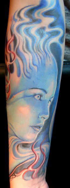 blue face