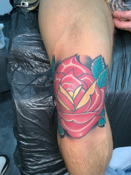 Rose auf Knie 