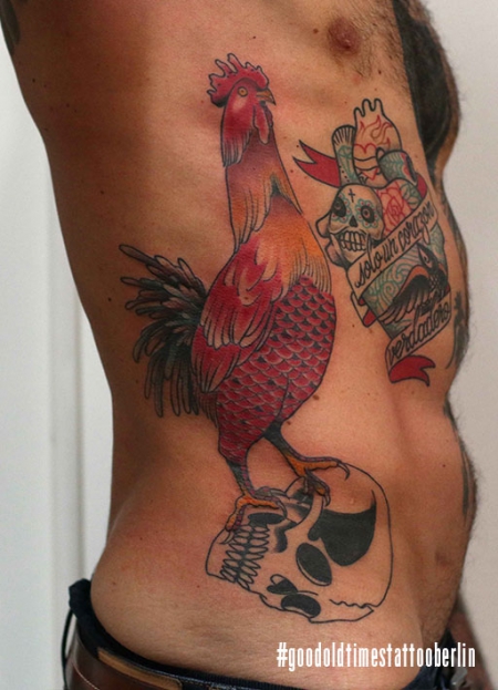 Traditional cock tattoo