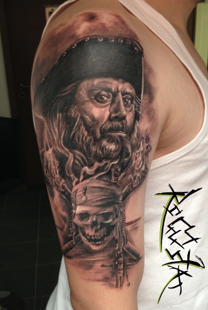 flammen-Tattoo: Blackbeard