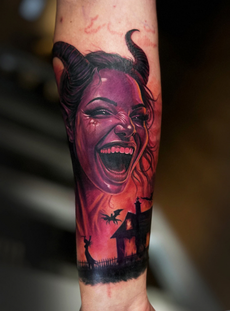 Realistic Horror Tattoo München – Color Tattoo