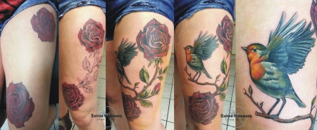 Cover up von selbstgestochenen Rosen