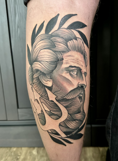 Neotraditional Poseidon Tattoo