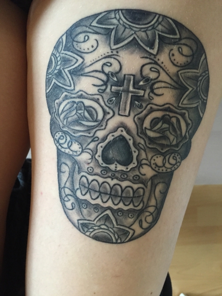 sugar skull-Tattoo: Sugar Skull 3 Wochen alt