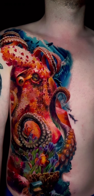 kosten-Tattoo: Unterwasser - Octopus 