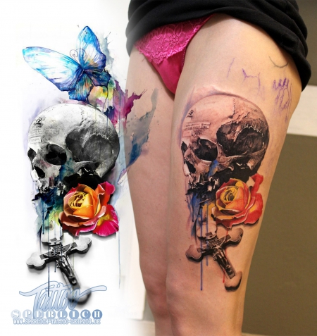 Sperlich Totenkopf Blume Kreuz Tattoos Von Tattoo Bewertung De