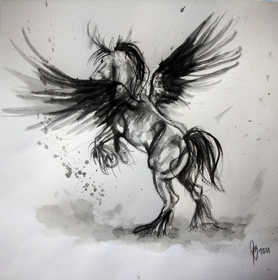 Black_Pegasus: Vorlage Pegasus im Tusche-Stil