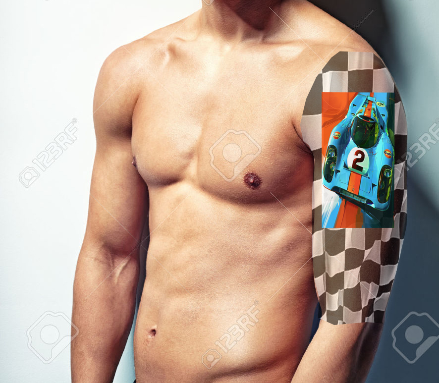 Marc2: Tattoo Oberarm Zielflagge