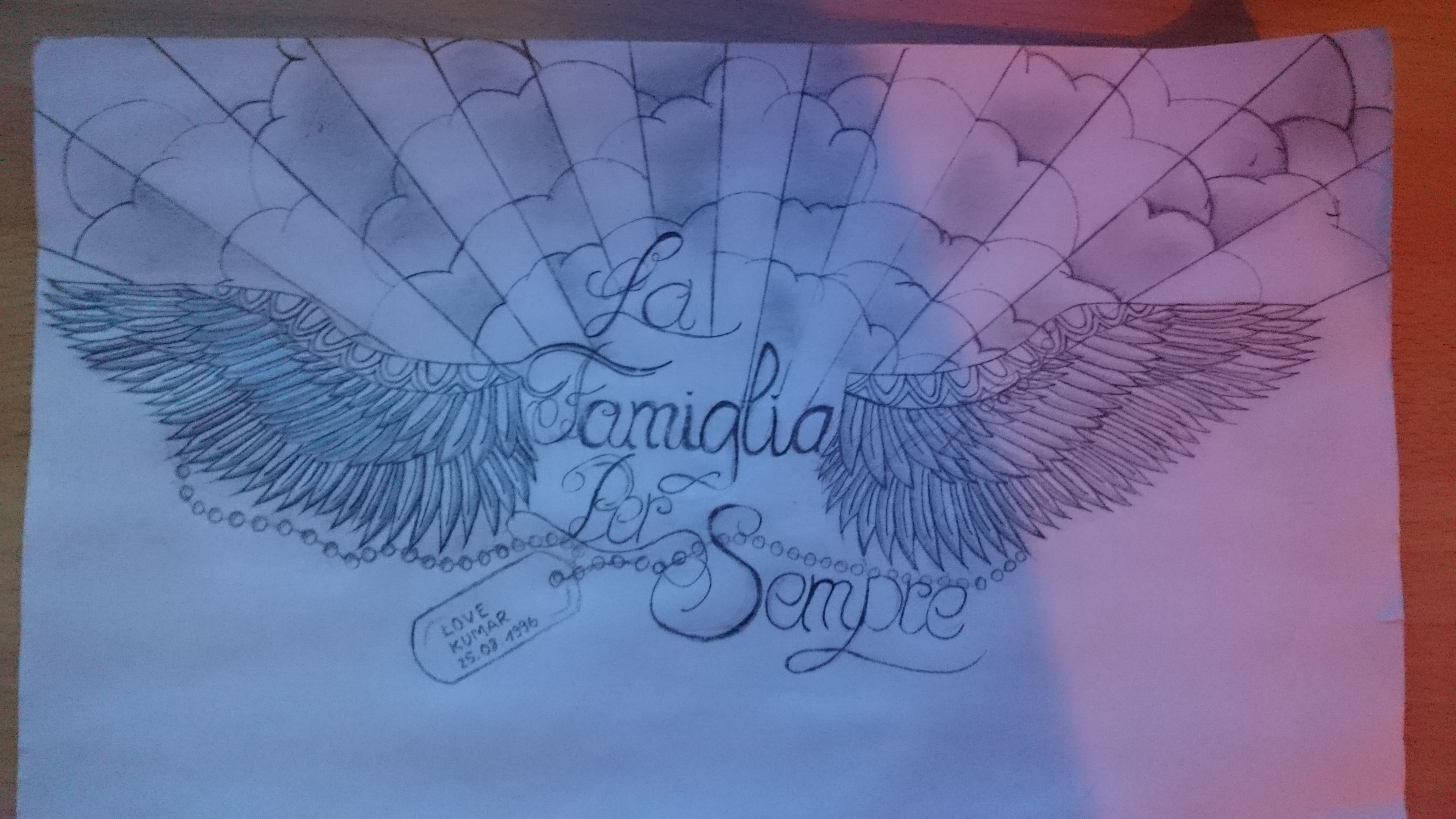 LKThapar: Vorlage für ein Flügel Tattoo auf der Brust